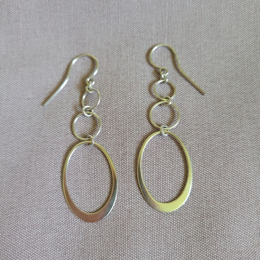 Silver oval dangle earrings